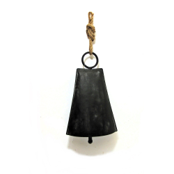 Dzwonek pasterski metalowy Czarny na sznurze XL